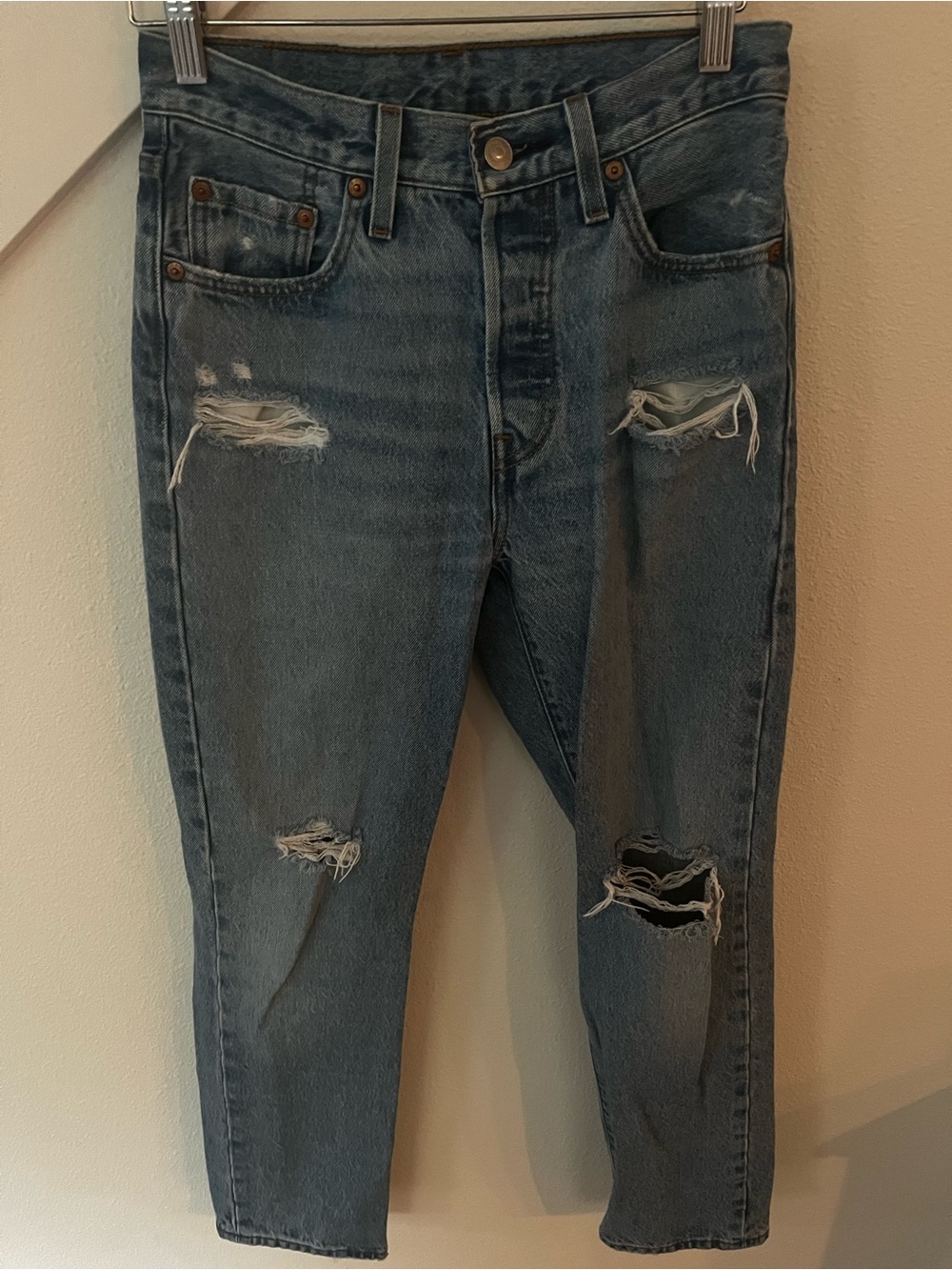 Levi's women’s Straight Distressed Jeans - Blue - Picture 1 of 4